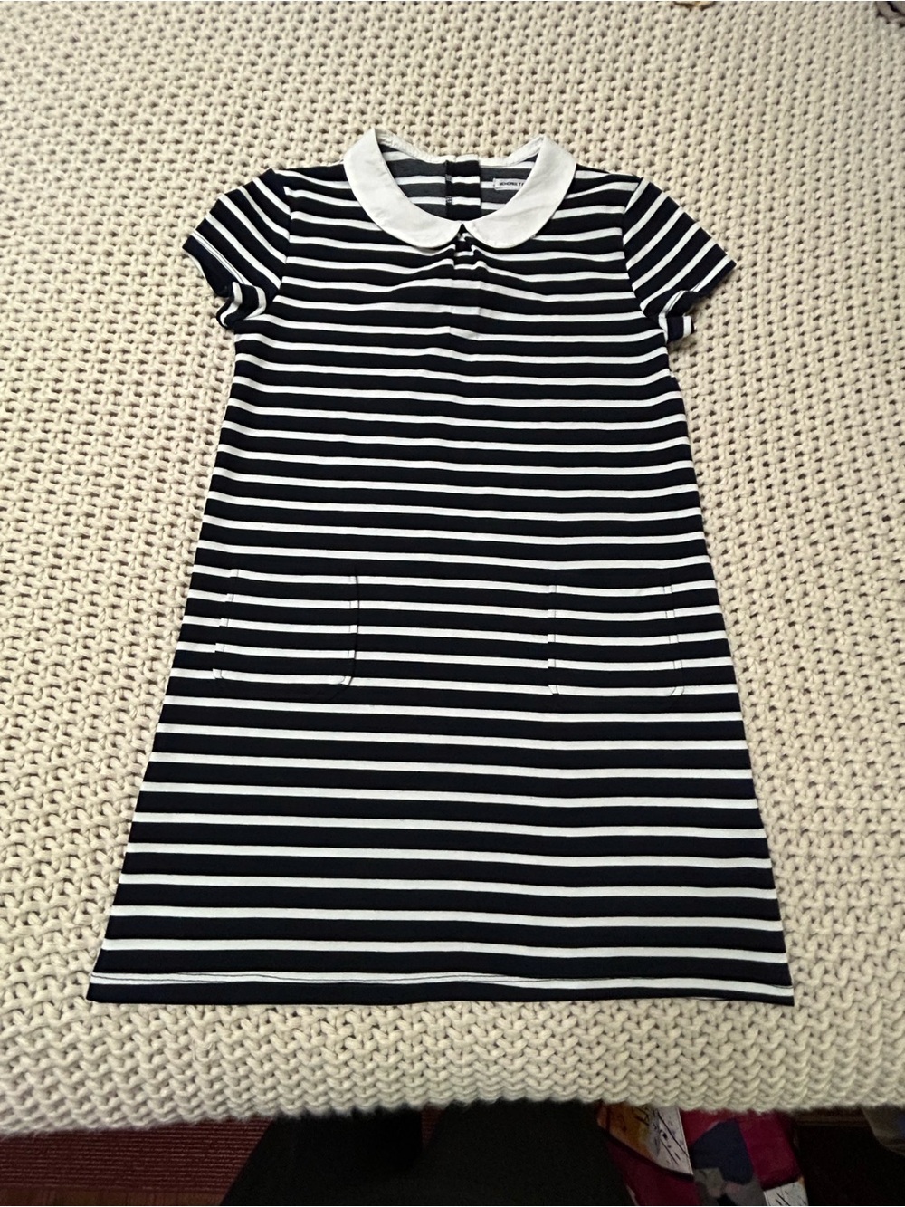 Monoprix Teen Navy & White Striped Peter Pan Collar Dress Size kids 12